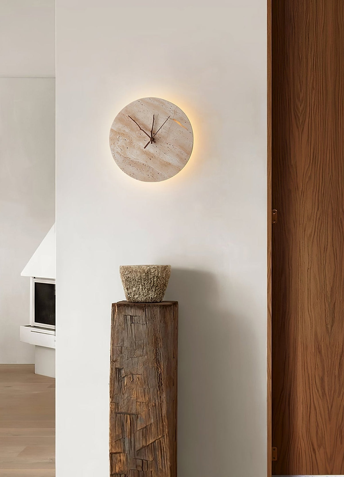 Wall Lamp | Yellow Travertine & Integrated LED | 30 cm