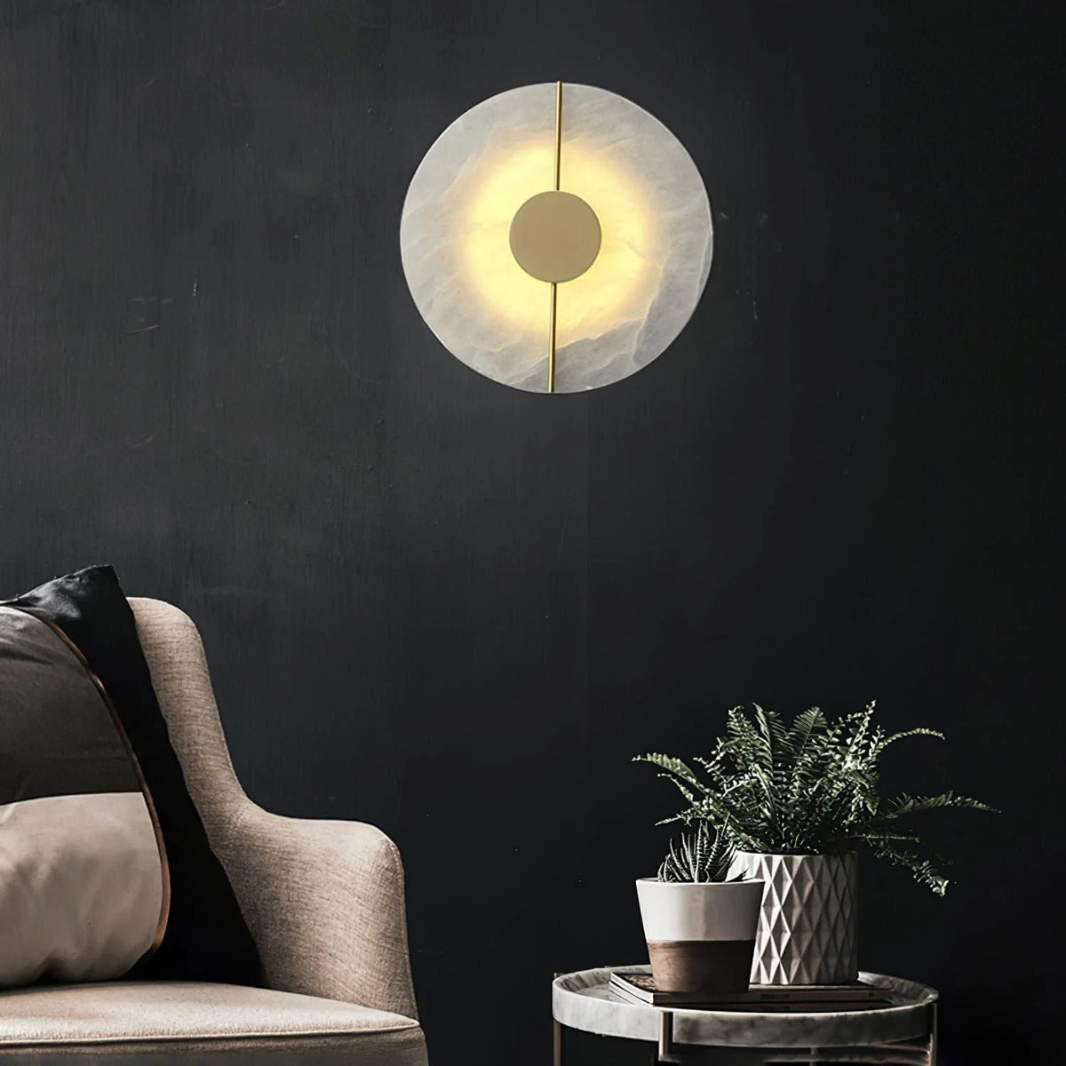 Wall Light | Alabaster & Brass | Integrated LED