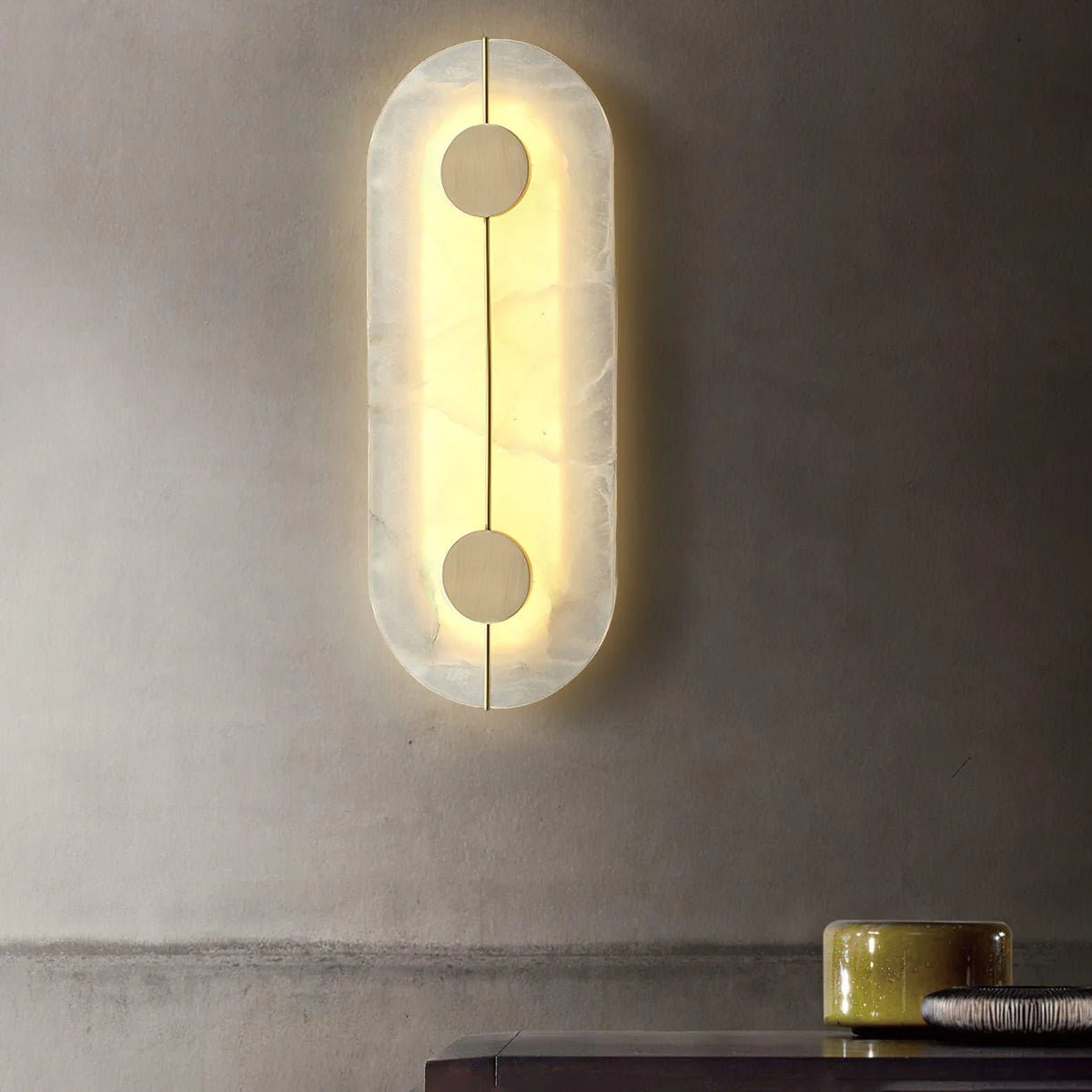 Wall Light | Alabaster & Brass | Integrated LED