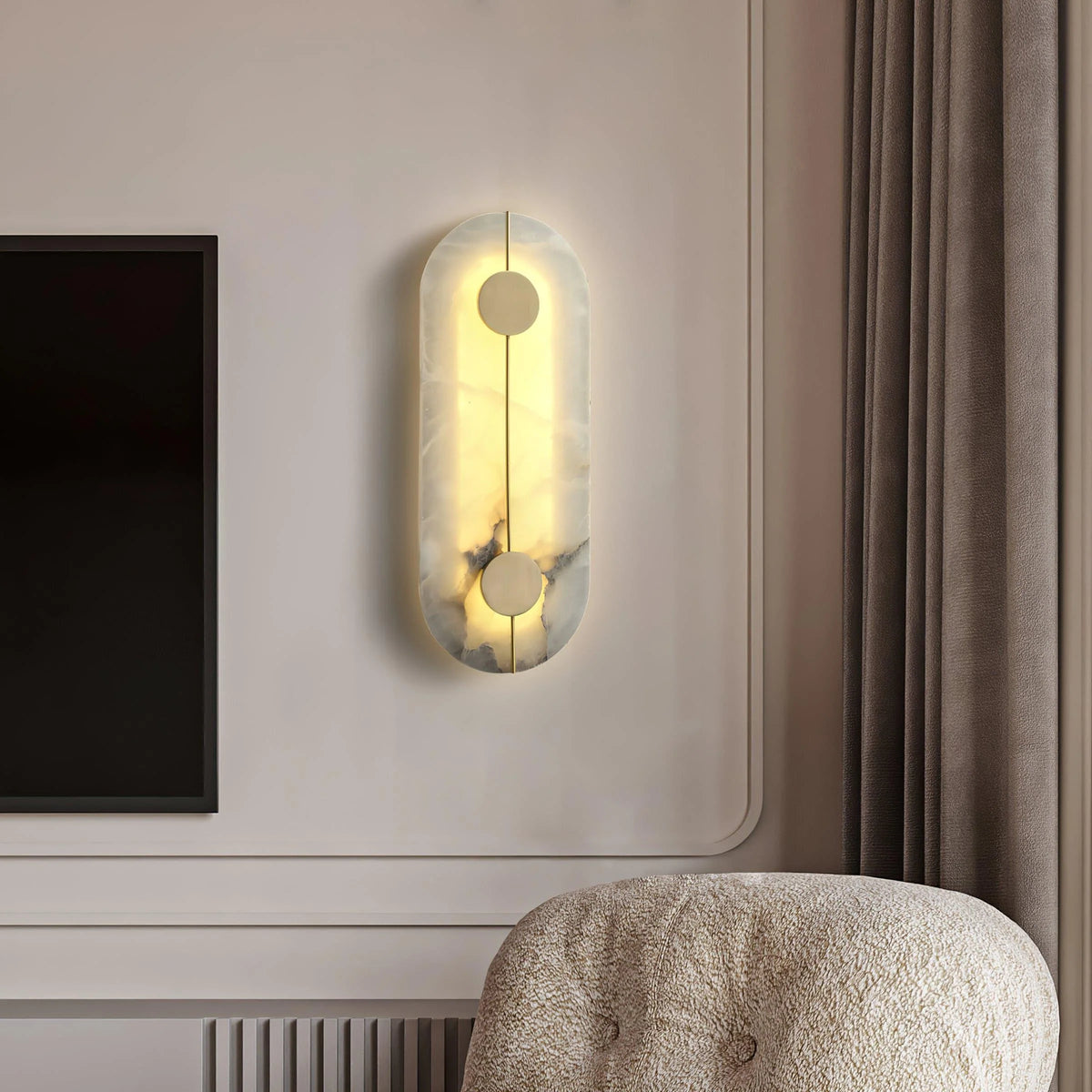 Wall Light | Alabaster & Brass | Integrated LED