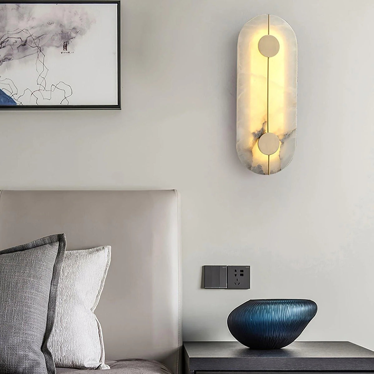 Wall Light | Alabaster & Brass | Integrated LED
