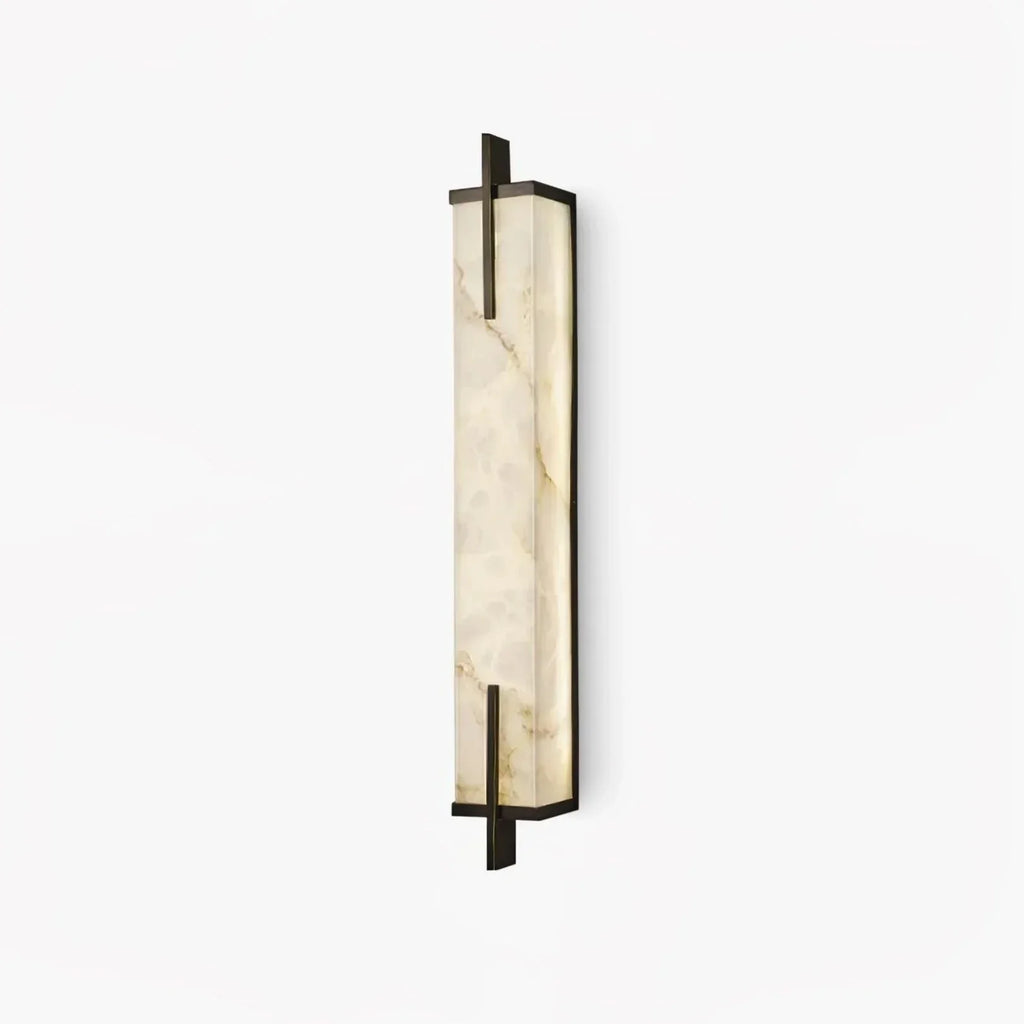Wall Light | Alabaster Shade & Black-Gold Frame | LED Bulb Included