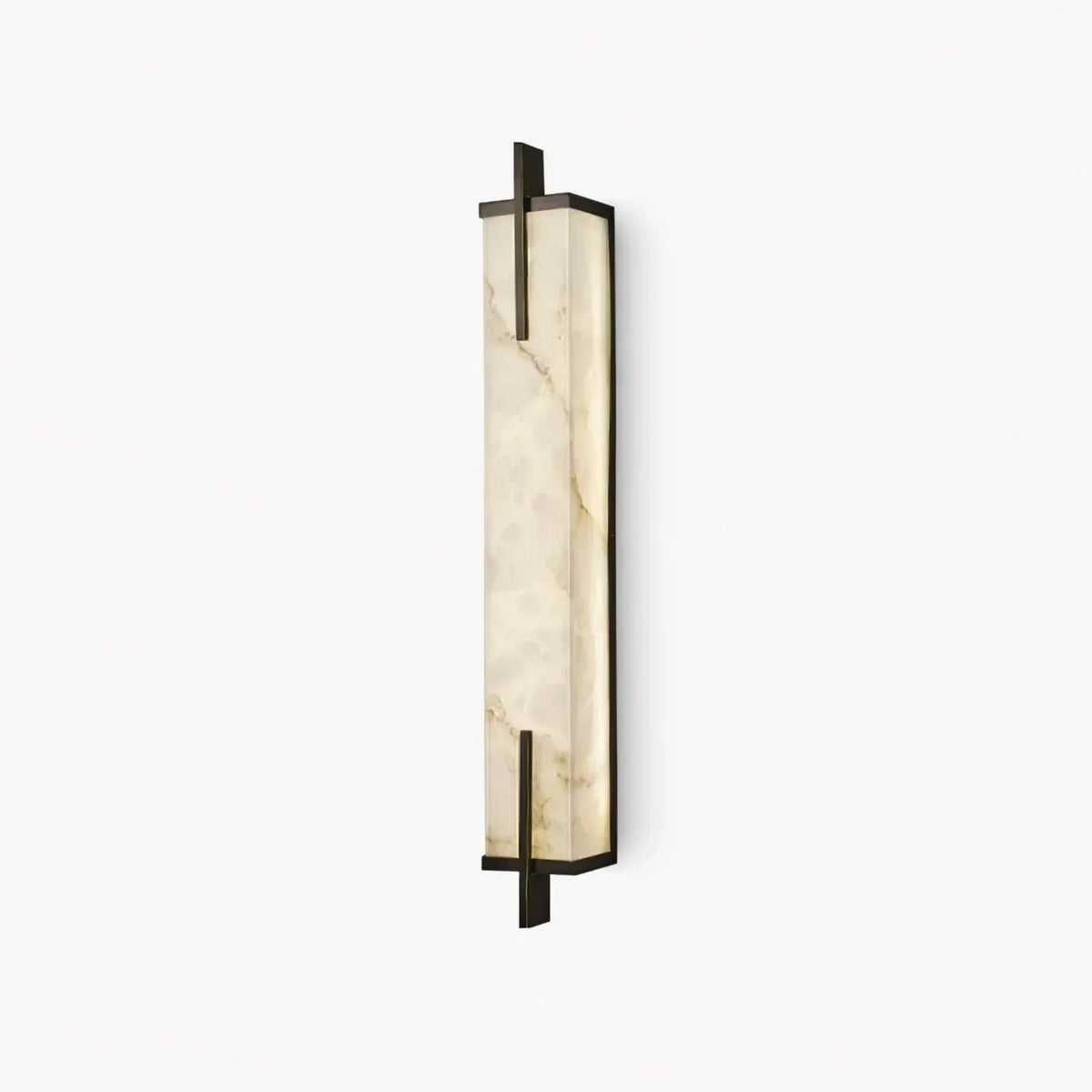 Wall Light | Alabaster Shade & Black-Gold Frame | LED Bulb Included