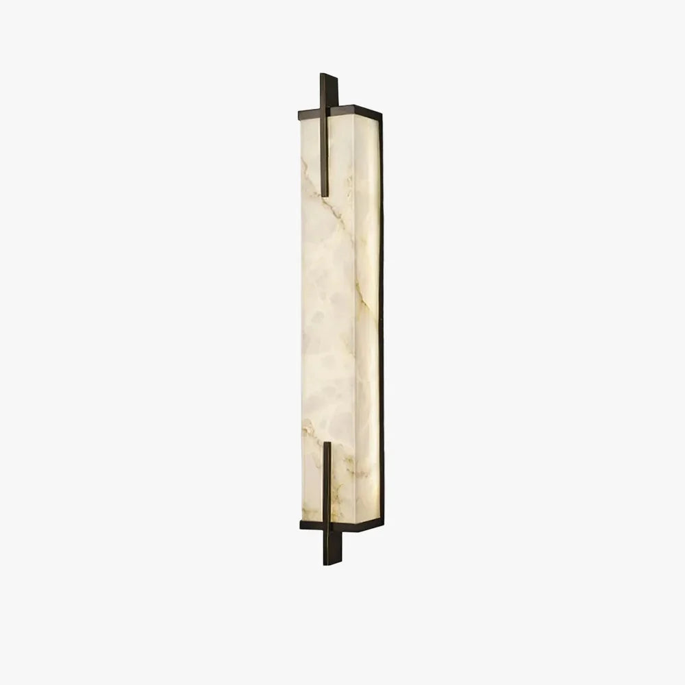 Wall Light | Alabaster Shade & Black-Gold Frame | LED Bulb Included