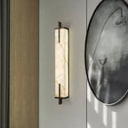 Wall Light | Alabaster Shade & Black-Gold Frame | LED Bulb Included