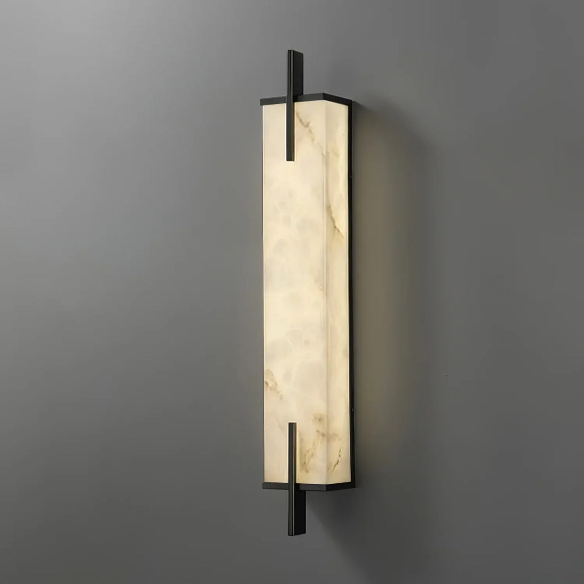Wall Light | Alabaster Shade & Black-Gold Frame | LED Bulb Included