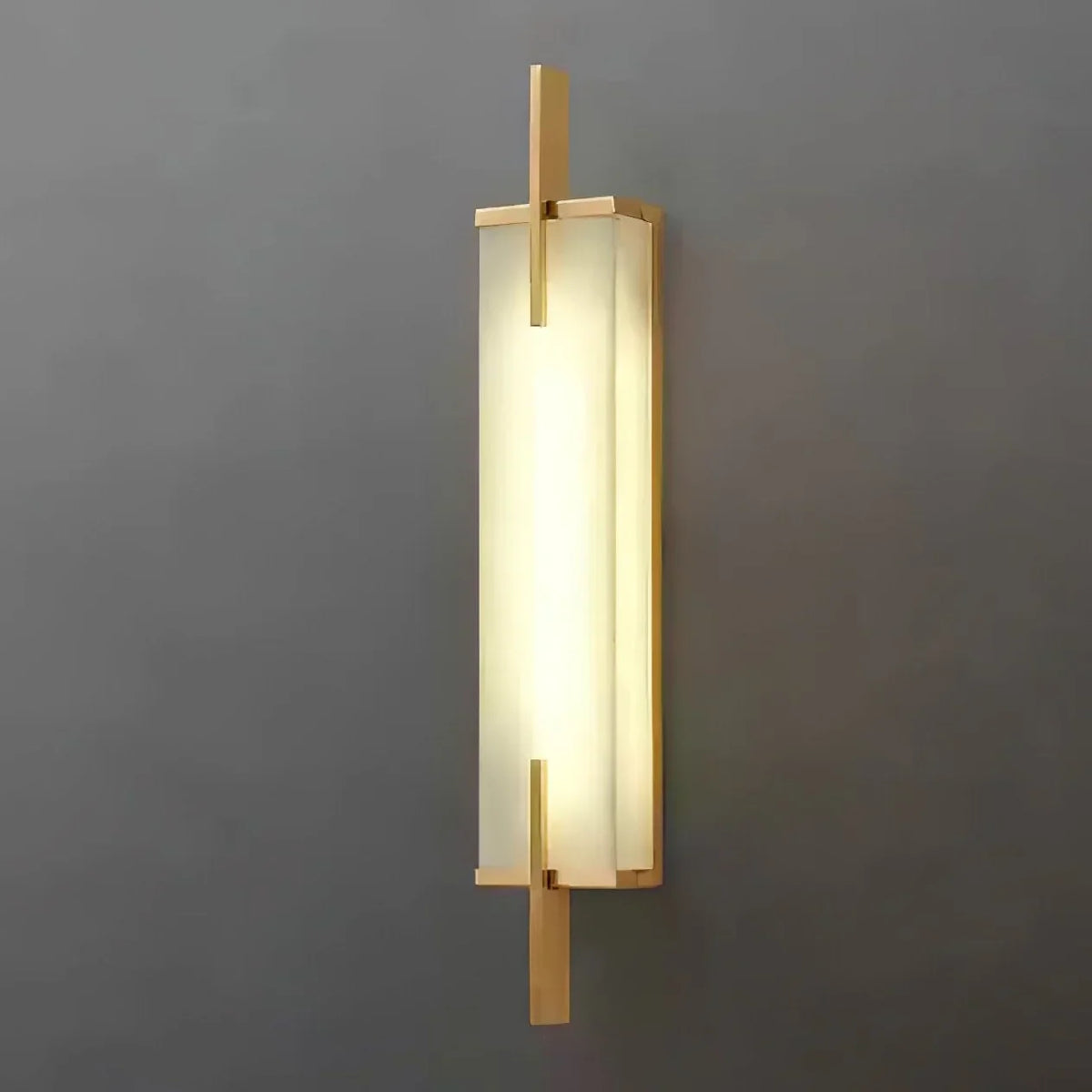 Wall Light | Alabaster Shade & Black-Gold Frame | LED Bulb Included