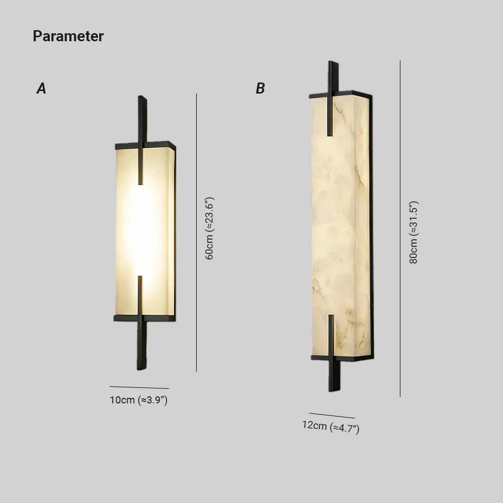 Wall Light | Alabaster Shade & Black-Gold Frame | LED Bulb Included