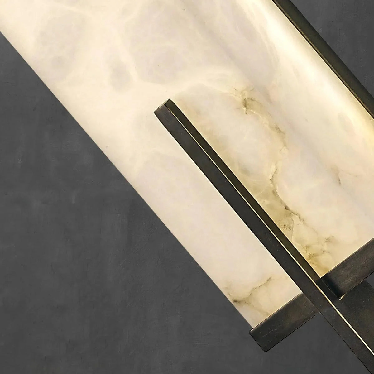 Wall Light | Alabaster Shade & Black-Gold Frame | LED Bulb Included