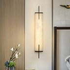 Wall Light | Alabaster Shade & Black-Gold Frame | LED Bulb Included