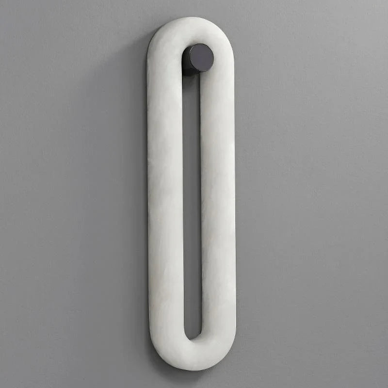 Wall Light | Alabaster Shade & Integrated LED | Black Metal