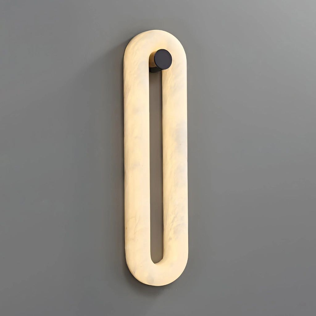 Wall Light | Alabaster Shade & Integrated LED | Black Metal