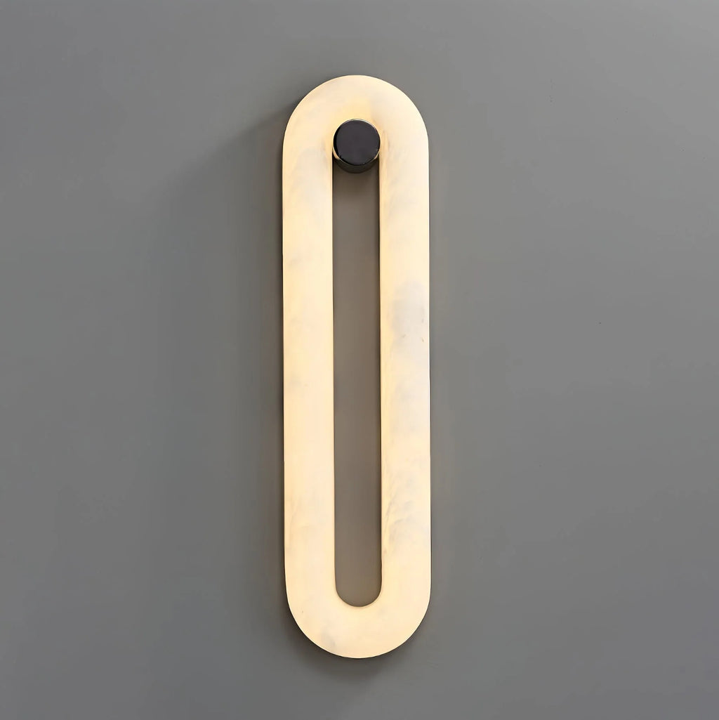 Wall Light | Alabaster Shade & Integrated LED | Black Metal