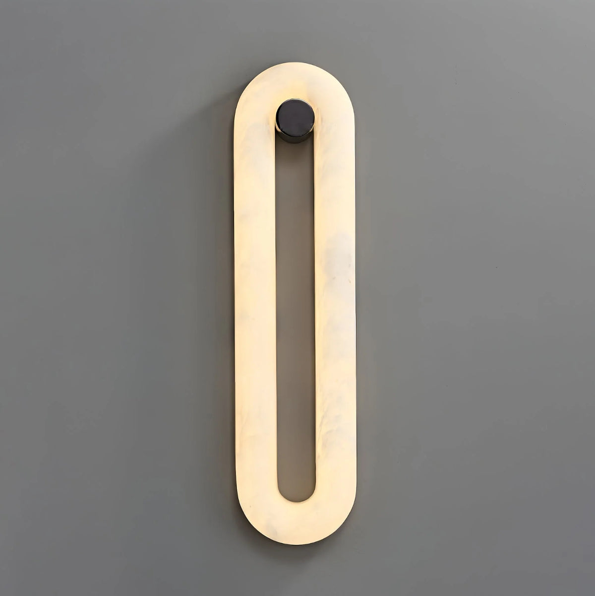 Wall Light | Alabaster Shade & Integrated LED | Black Metal