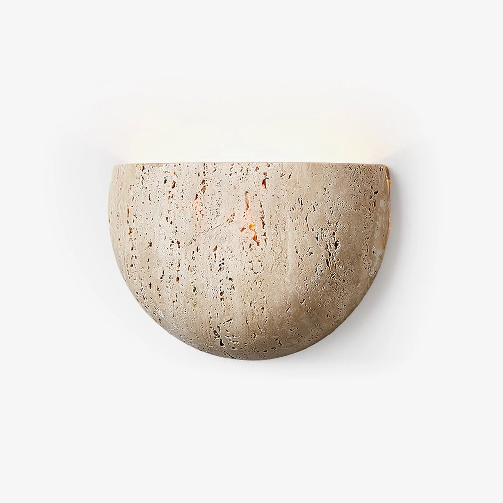 Wall Light | Half-Moon Yellow Travertine & Hardwired G9 | 20 cm Diameter