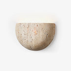 Wall Light | Half-Moon Yellow Travertine & Hardwired G9 | 20 cm Diameter