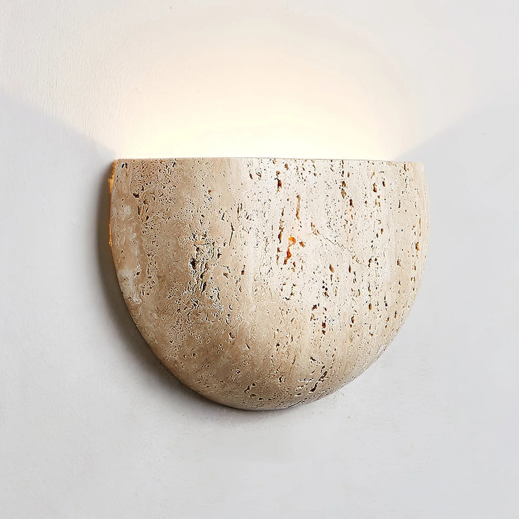 Wall Light | Half-Moon Yellow Travertine & Hardwired G9 | 20 cm Diameter