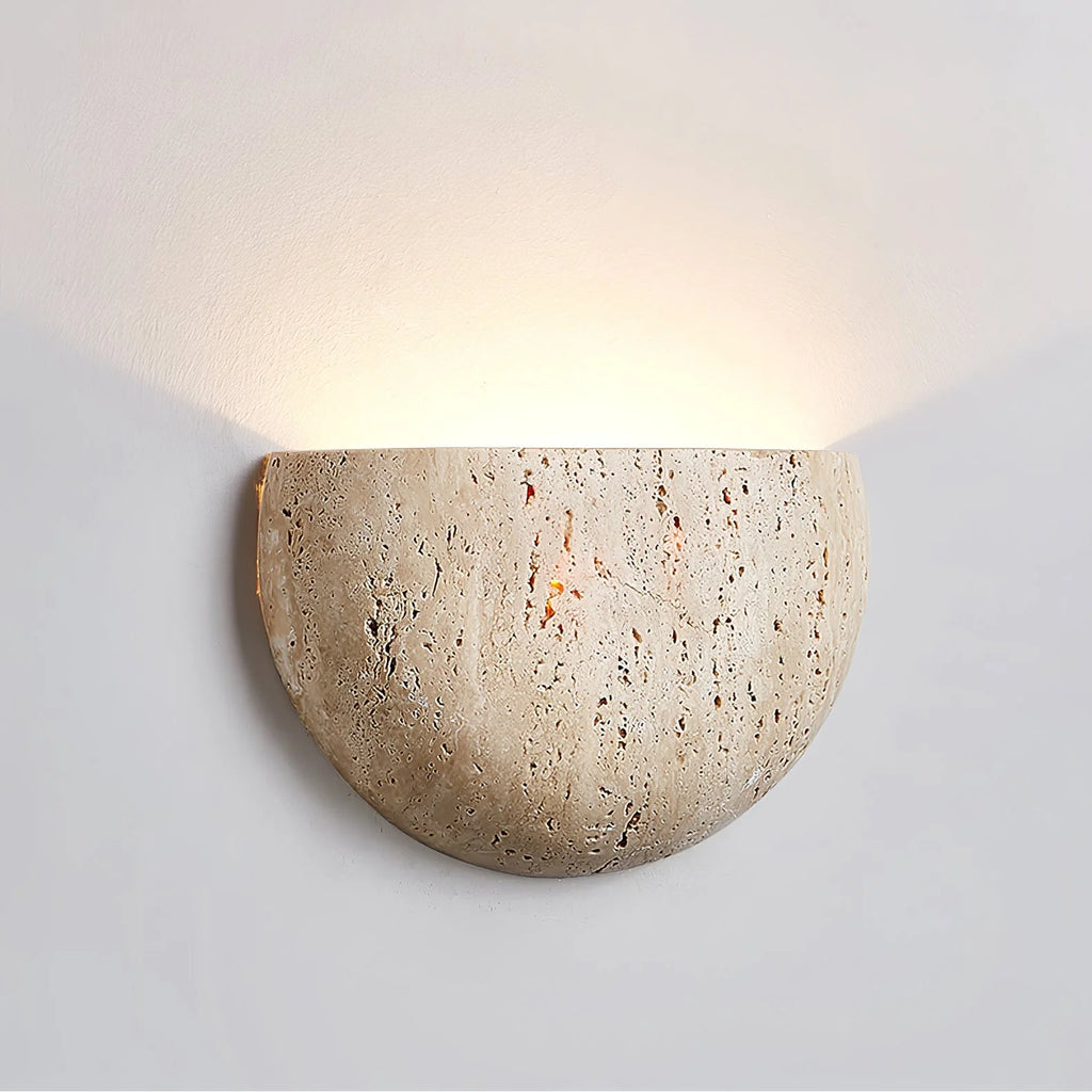 Wall Light | Half-Moon Yellow Travertine & Hardwired G9 | 20 cm Diameter