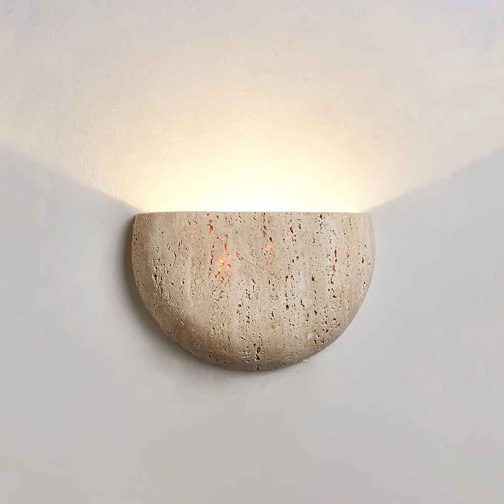 Wall Light | Half-Moon Yellow Travertine & Hardwired G9 | 20 cm Diameter