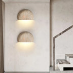 Wall Light | Half-Moon Yellow Travertine & Hardwired G9 | 20 cm Diameter