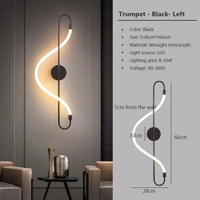 Wall Light | Integrated Warm White LED Iron & Acrylic | Matte Black