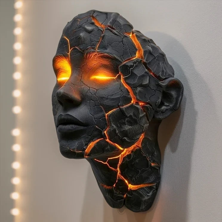 Wall Light | Lava Crack Effect & Glowing Eyes | 20 cm