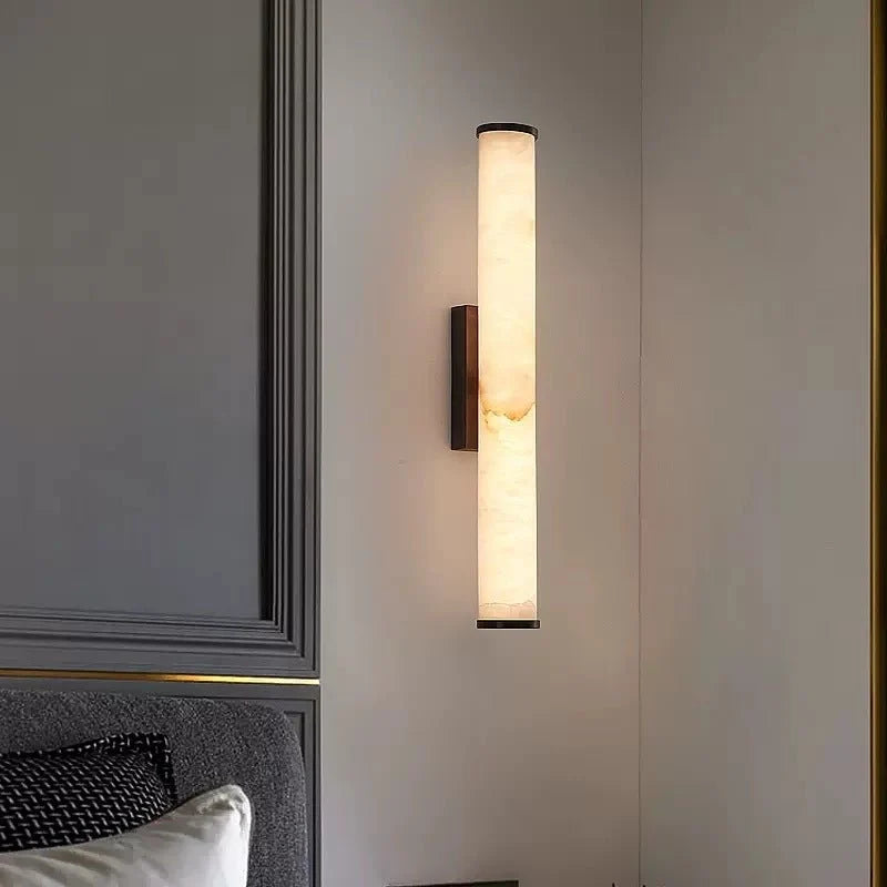 Wall Light | Marble-Effect & Copper Trim | Warm White LED
