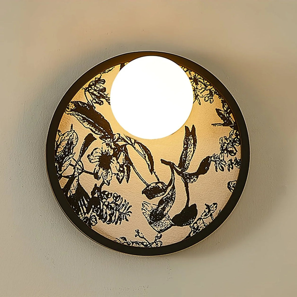 Wall Light | Metal & Fabric Orb | Ø25 cm