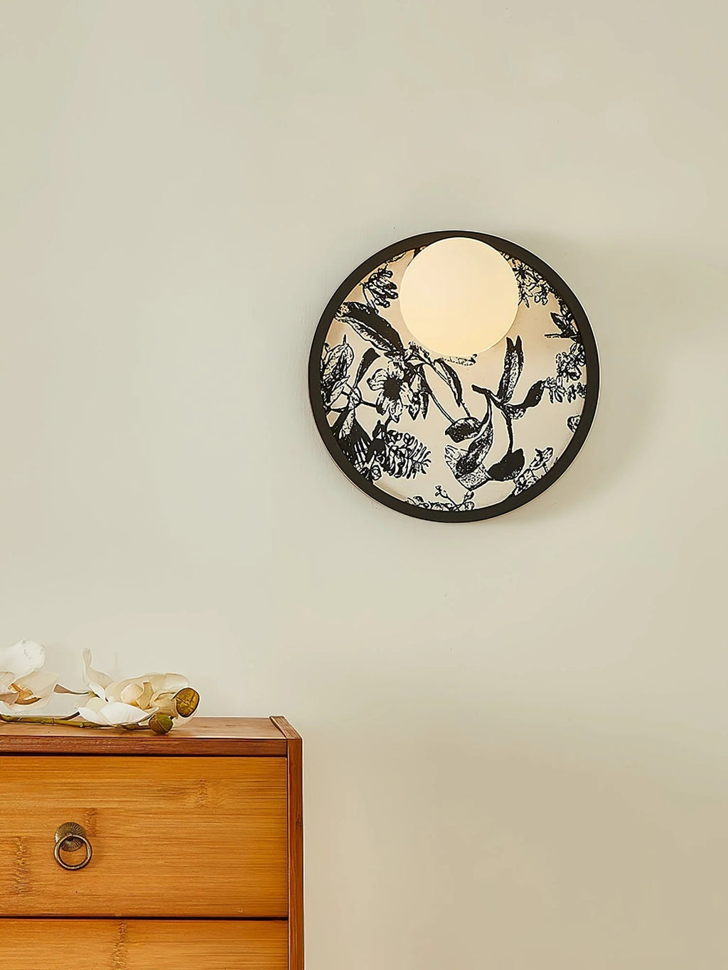 Wall Light | Metal & Fabric Orb | Ø25 cm