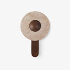 Wall Light | Travertine Shade & Solid Wood Base | 20 cm Diameter