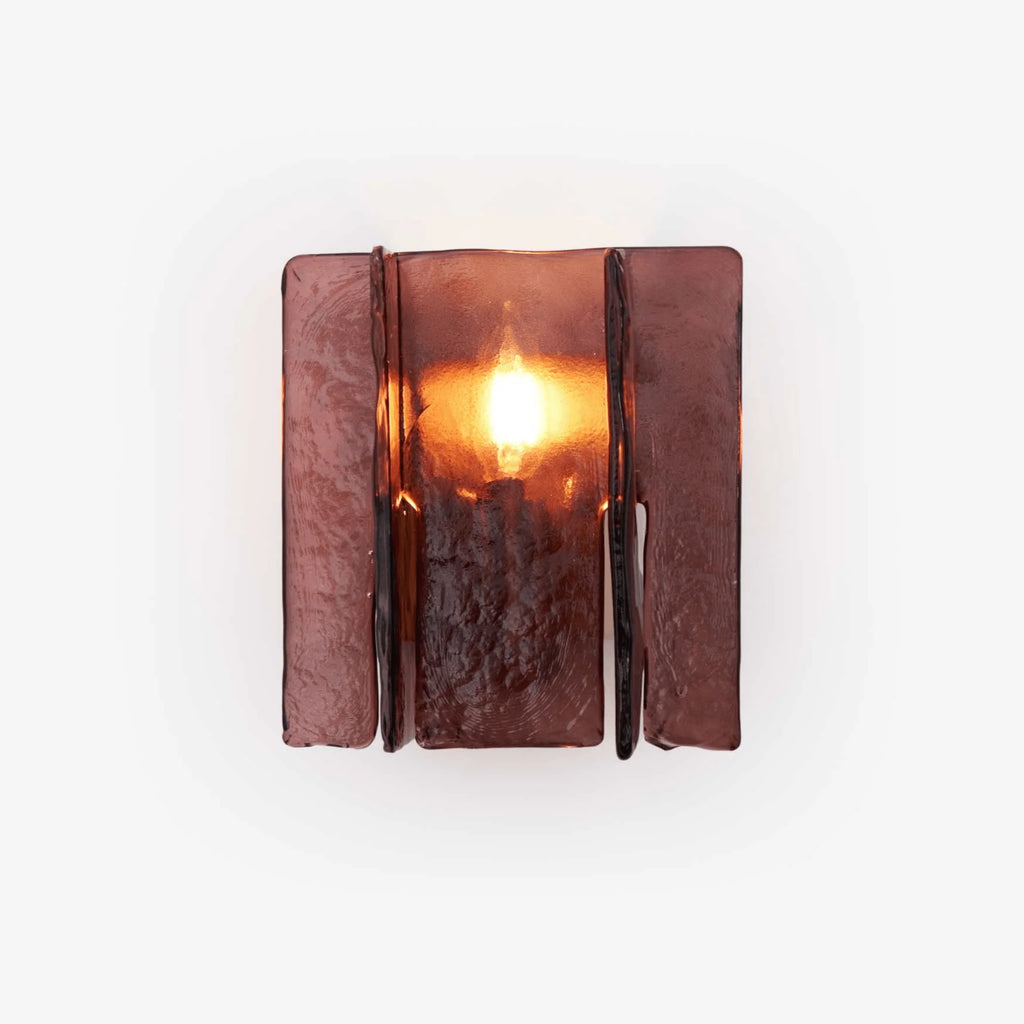 Wall Light | Wine-Red Glass & Gold Metal | Ceiling & Wall Mount