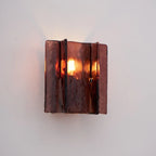 Wall Light | Wine-Red Glass & Gold Metal | Ceiling & Wall Mount