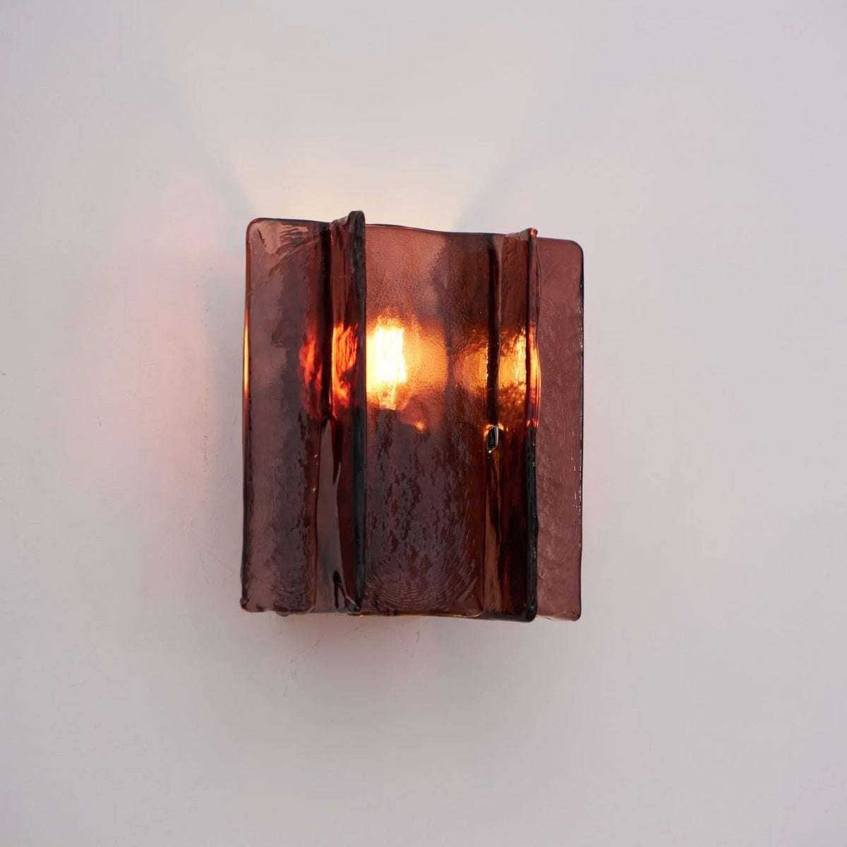 Wall Light | Wine-Red Glass & Gold Metal | Ceiling & Wall Mount