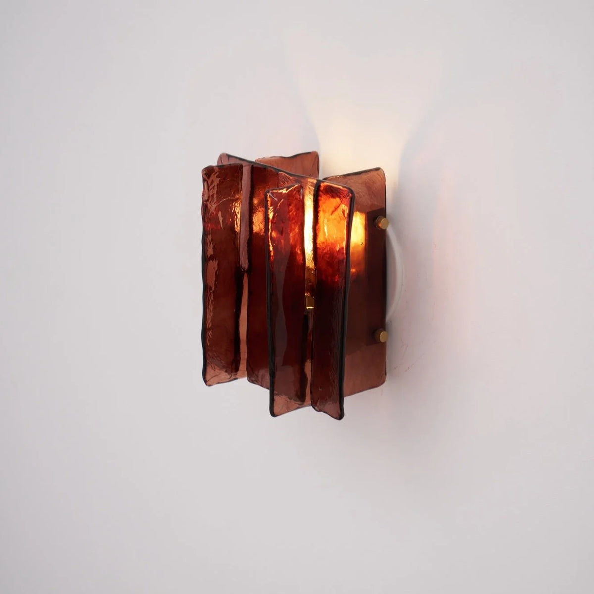 Wall Light | Wine-Red Glass & Gold Metal | Ceiling & Wall Mount