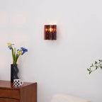 Wall Light | Wine-Red Glass & Gold Metal | Ceiling & Wall Mount