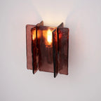 Wall Light | Wine-Red Glass & Gold Metal | Ceiling & Wall Mount