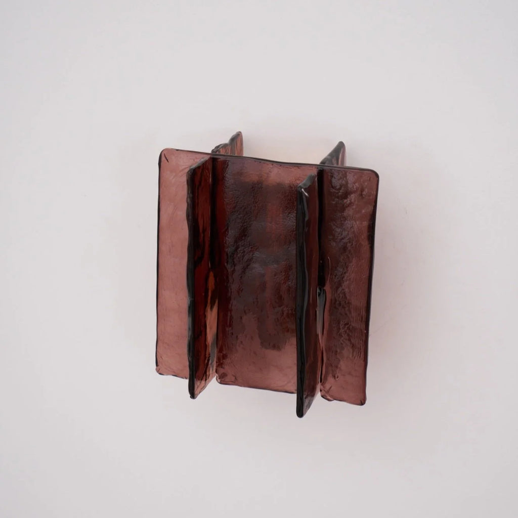 Wall Light | Wine-Red Glass & Gold Metal | Ceiling & Wall Mount