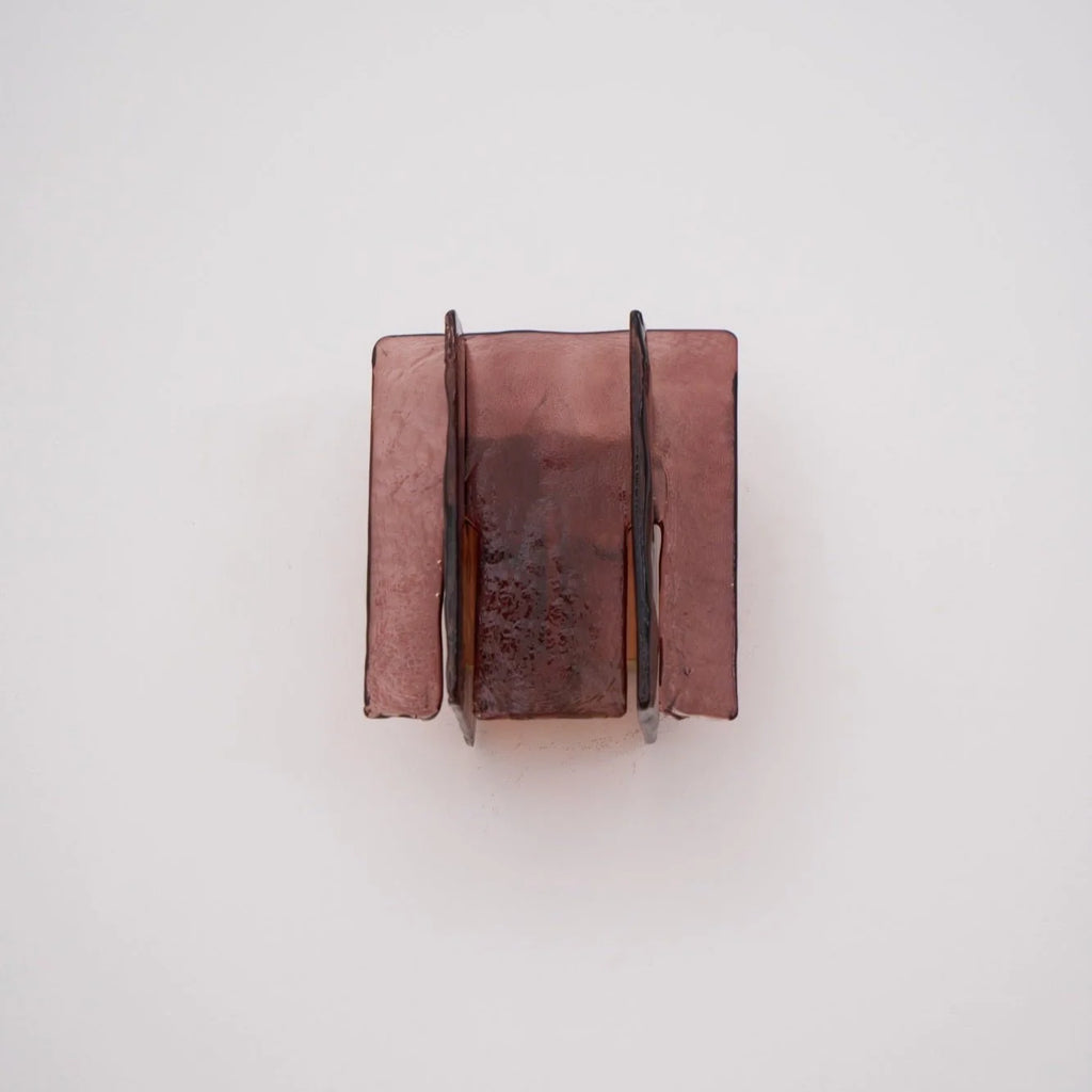 Wall Light | Wine-Red Glass & Gold Metal | Ceiling & Wall Mount