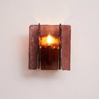 Wall Light | Wine-Red Glass & Gold Metal | Ceiling & Wall Mount