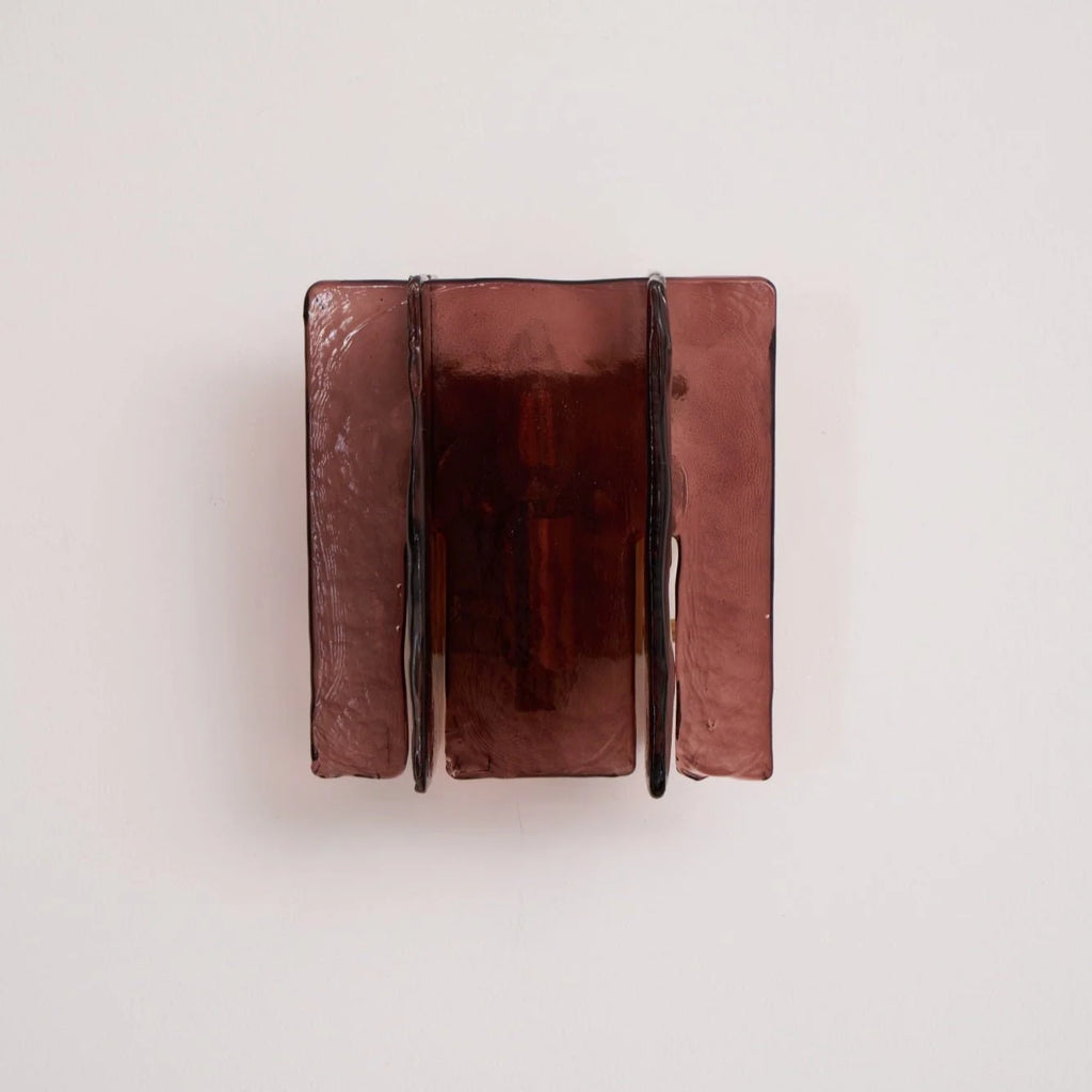 Wall Light | Wine-Red Glass & Gold Metal | Ceiling & Wall Mount