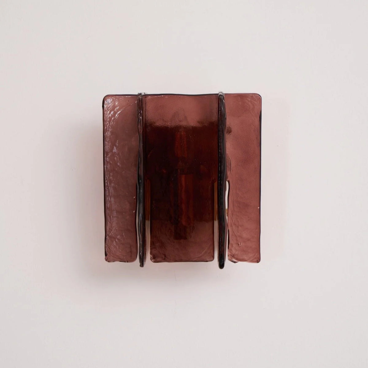 Wall Light | Wine-Red Glass & Gold Metal | Ceiling & Wall Mount