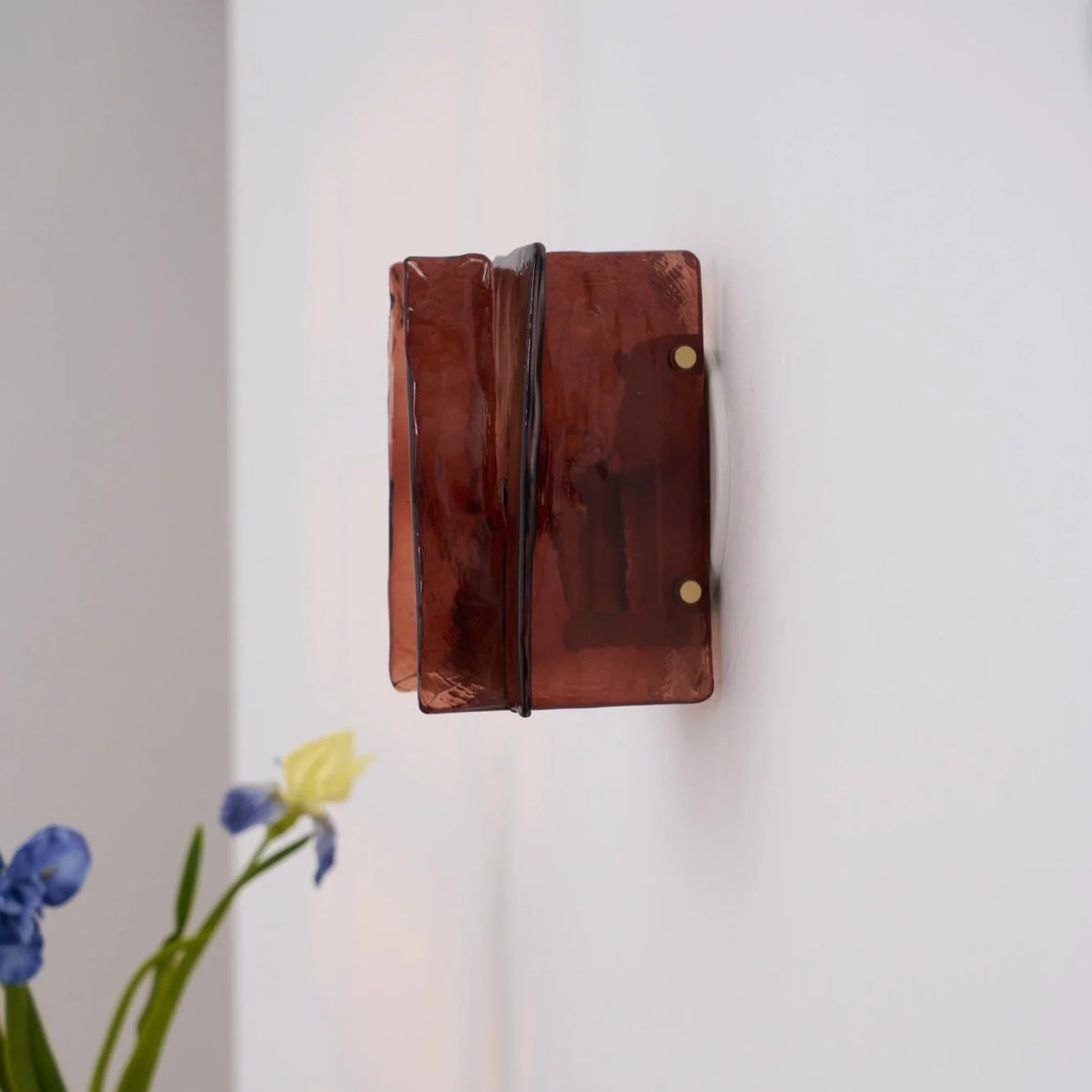 Wall Light | Wine-Red Glass & Gold Metal | Ceiling & Wall Mount