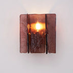Wall Light | Wine-Red Glass & Gold Metal | Ceiling & Wall Mount