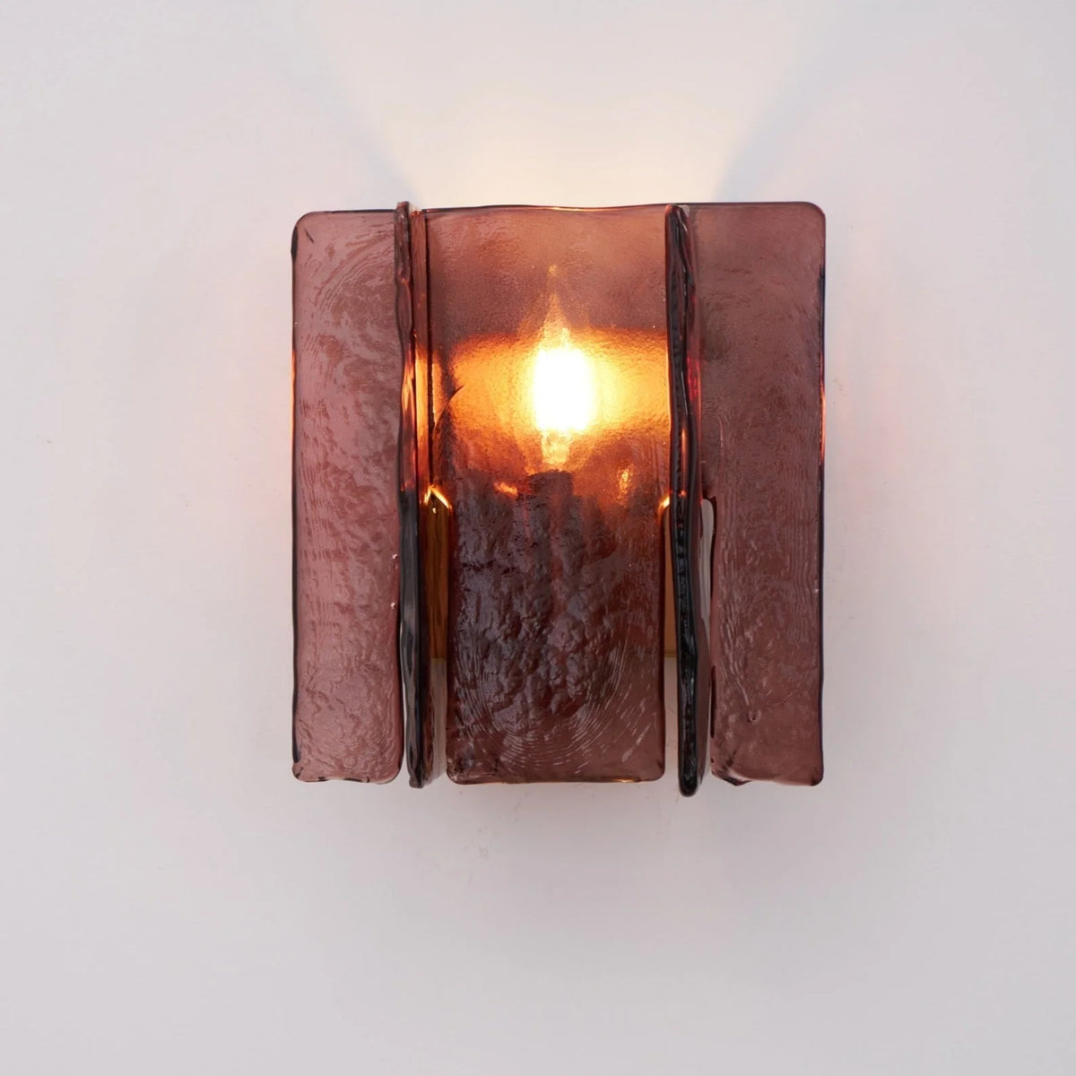 Wall Light | Wine-Red Glass & Gold Metal | Ceiling & Wall Mount