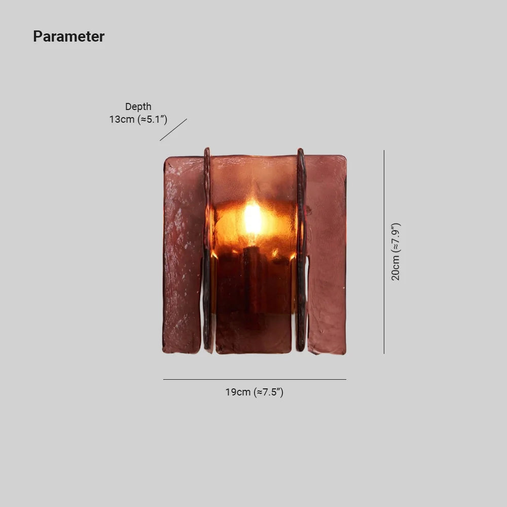 Wall Light | Wine-Red Glass & Gold Metal | Ceiling & Wall Mount