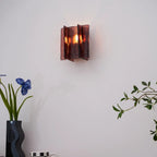 Wall Light | Wine-Red Glass & Gold Metal | Ceiling & Wall Mount