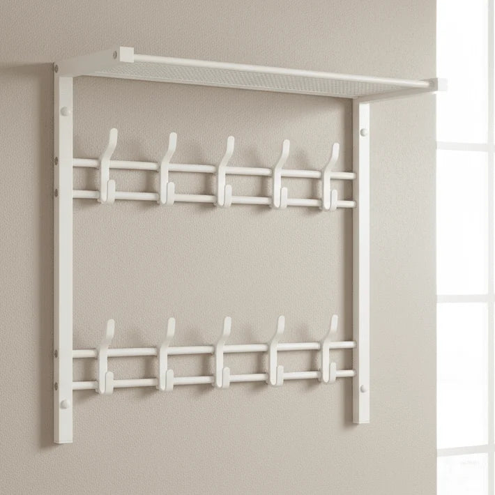 Wall-Mounted Coat Rack | 3-in-1 Oak Finish & Black Steel | Up To 45 kg