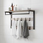 Wall-Mounted Coat Rack | 3-in-1 Oak Finish & Black Steel | Up To 45 kg