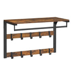 Wall-Mounted Coat Rack | 3-in-1 Oak Finish & Black Steel | Up To 45 kg