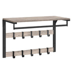 Wall-Mounted Coat Rack | 3-in-1 Oak Finish & Black Steel | Up To 45 kg